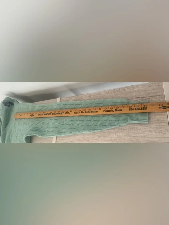 Vtg Polo Ralph Lauren Cashmere Cable Knit Cardigan Mint Green Size 40 Med READ - Picture 10 of 12